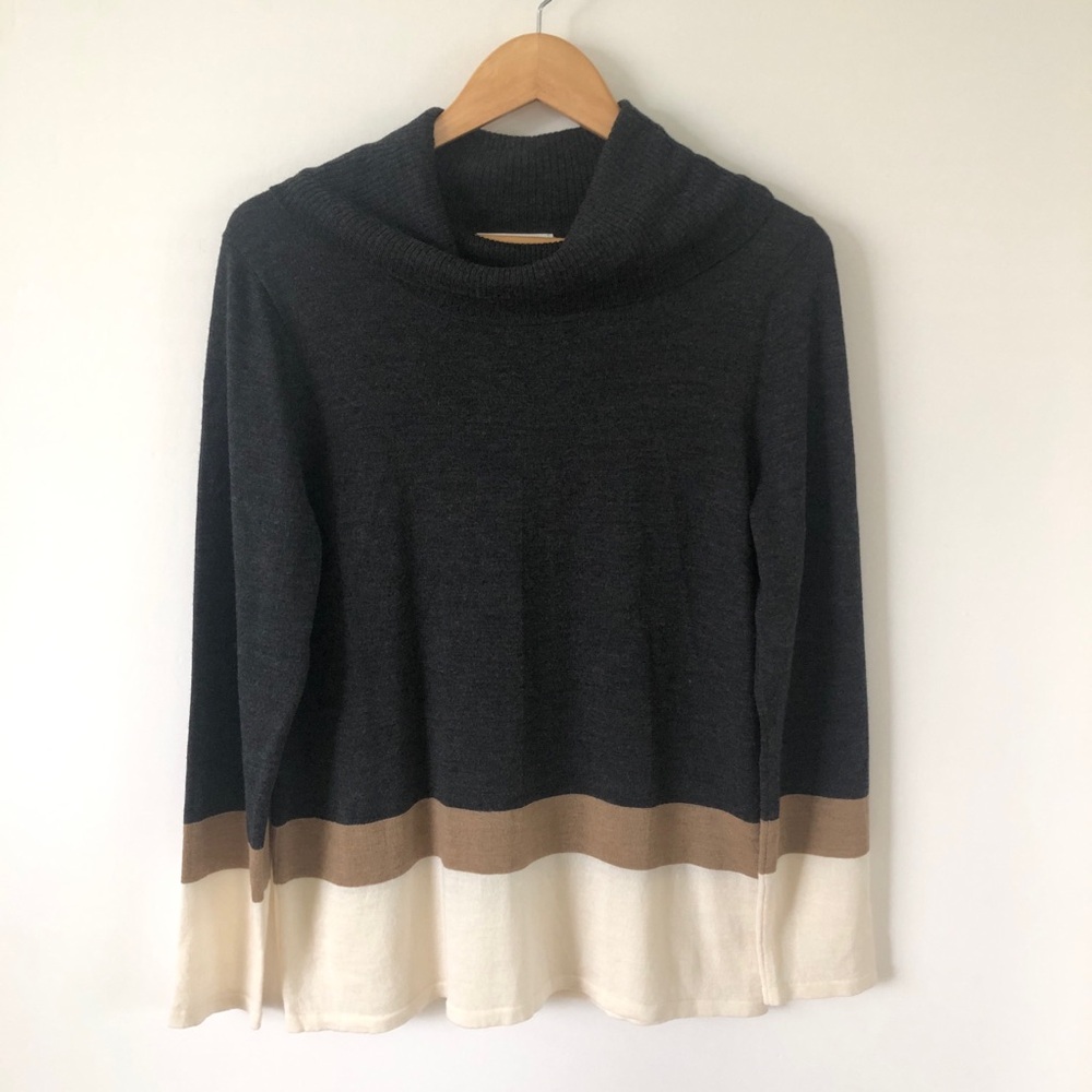 Pendleton Sweater Womens Large Colorblock Merino Wool Pullover Turtleneck Preppy